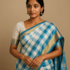 Azure Checks Kanjivaram Saree