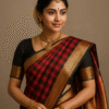 Classic Red-Black Checks Kanjivaram Saree