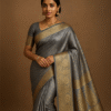 Imperial Silver Kanjivaram Silk Saree