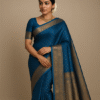Midnight Teal Kanjivaram Silk Saree
