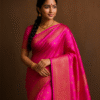 Radiant Rani Pink Kanjivaram Silk Saree