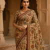 Rustic Peacock Kalamkari Saree