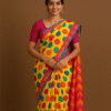 Vibrant Polka Carnival Saree with Multicolor Dots & Chevron Pallu