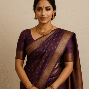 Imperial Plum Kanjivaram Silk Saree