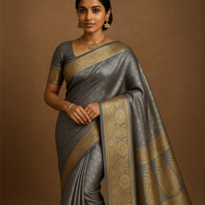 Imperial Silver Kanjivaram Silk Saree