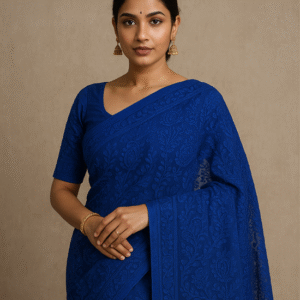 Midnight Charm Chikankari Saree