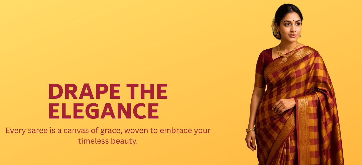 Saree defines sophistication, elegance flowing through every delicate thread.